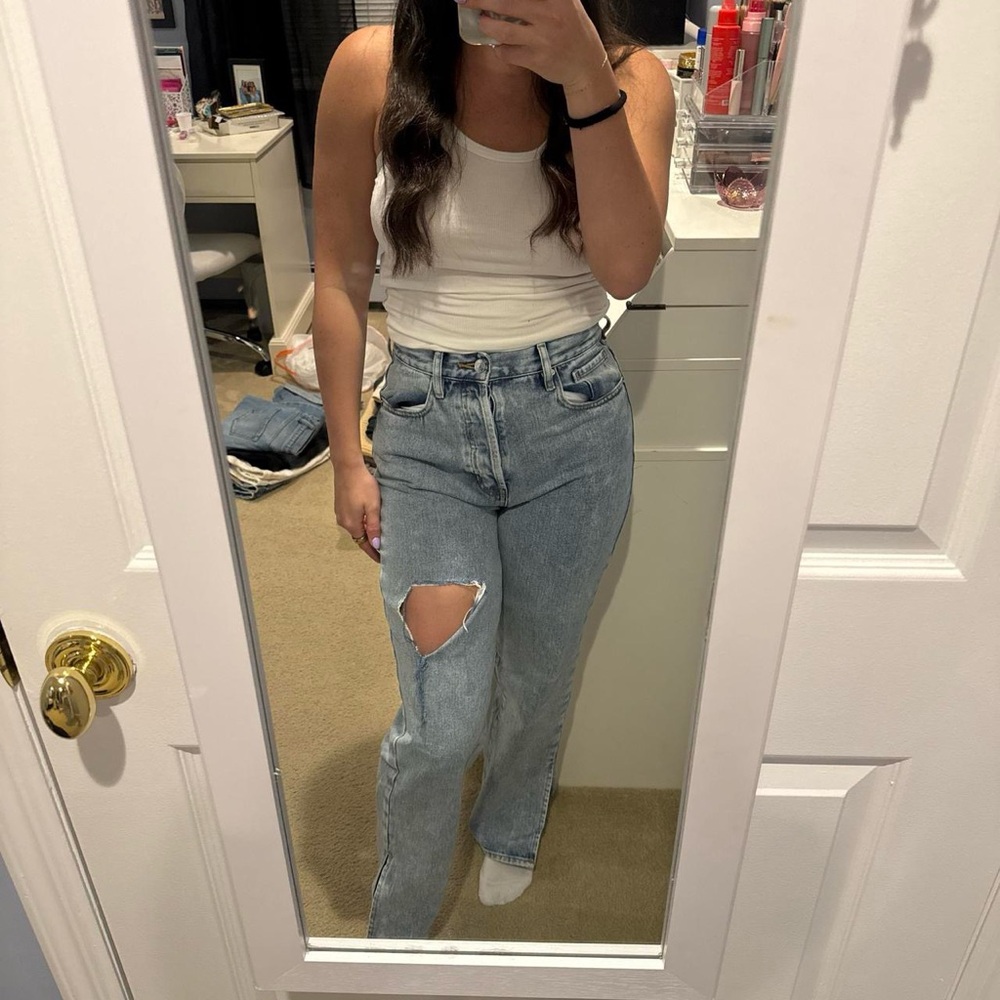 PacSun Light Wash Straight Leg Jeans with Knee Rip